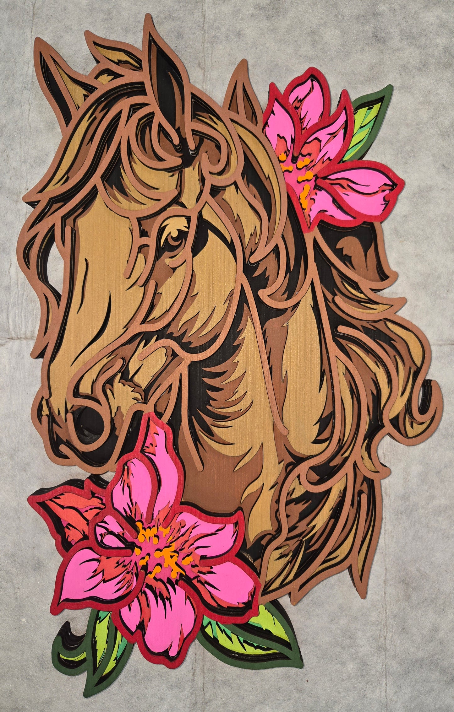 Layered Horse with Flowers