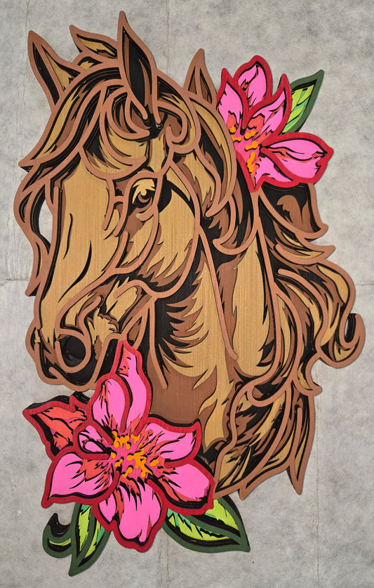 Layered Horse with Flowers