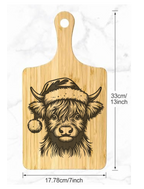 Wooden Bamboo cutting board with a Laser Engraved Highland Cow