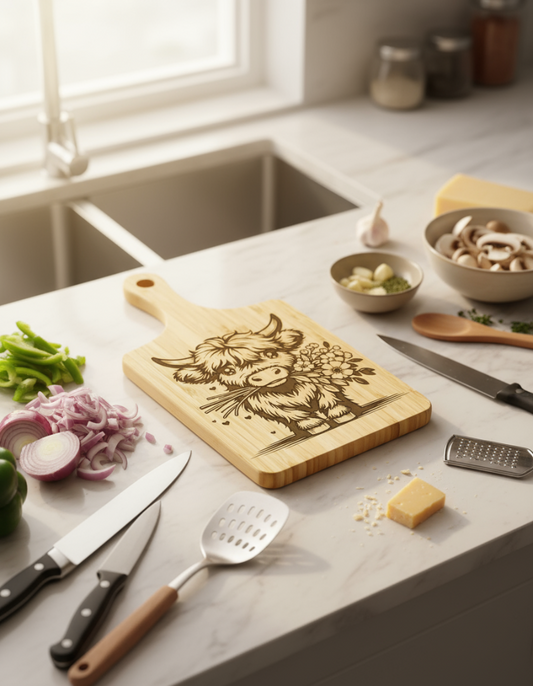 Highland Cow Bamboo Cutting Board 820