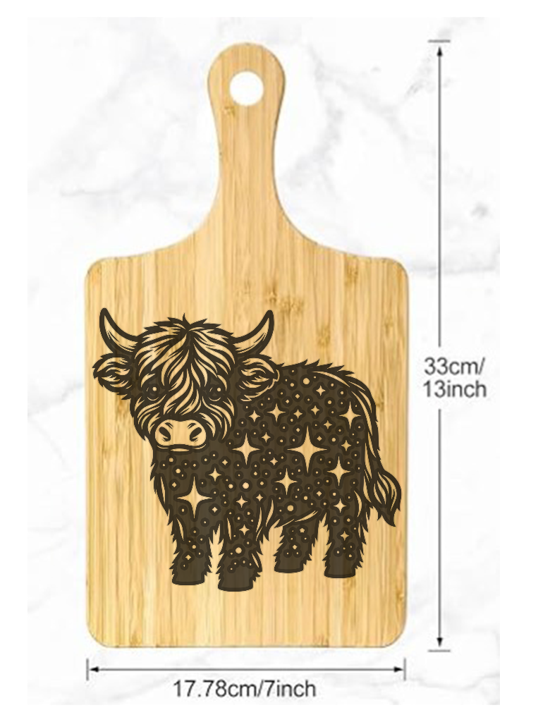 Highland Cow Bamboo Cutting Board 859