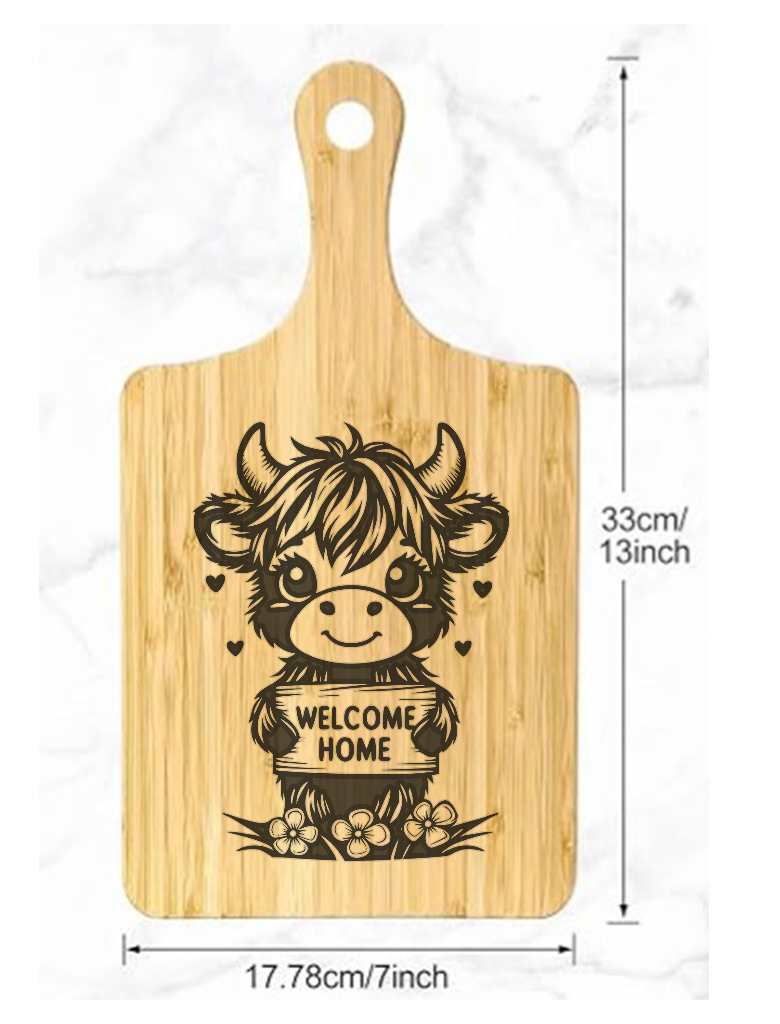 Highland Cow Bamboo Cutting Board 1069