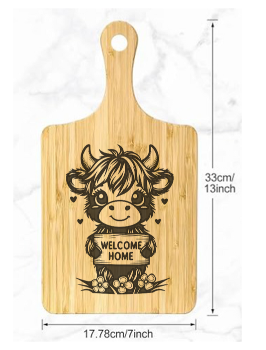 Highland Cow Bamboo Cutting Board 1069