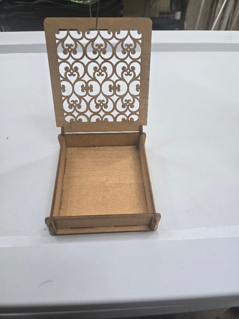 Precision laser-cut wooden Square jewelry or candy box