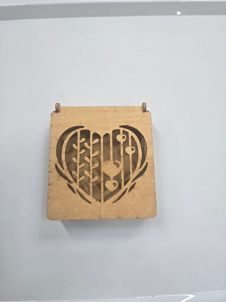 Precision laser-cut wooden Heart Summer Oak Stain jewelry or candy box