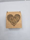 Precision laser-cut wooden Heart Summer Oak Stain jewelry or candy box