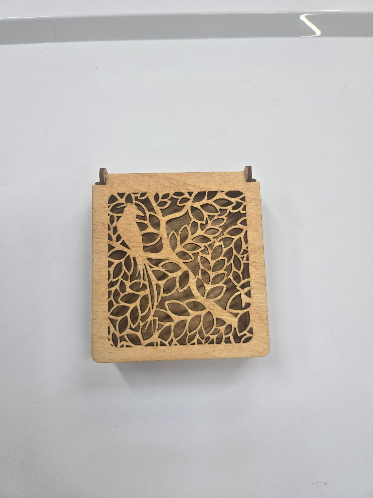 Precision laser-cut wooden Square Summer Oak Stain jewelry or candy box