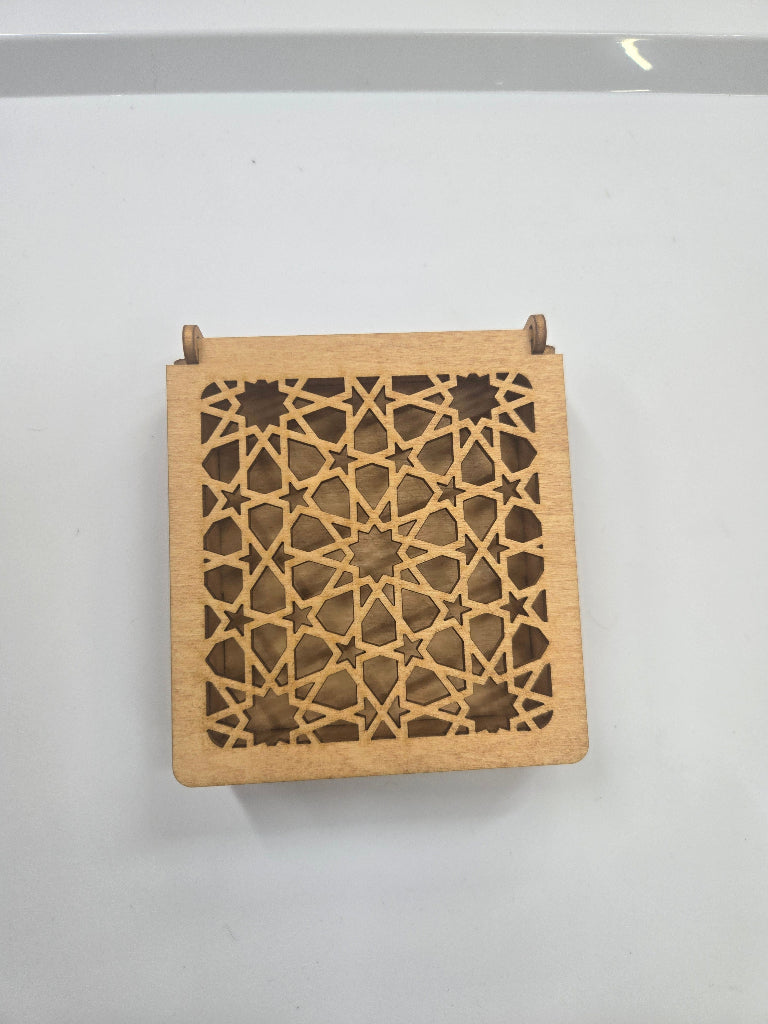 Precision laser-cut wooden Square Summer Oak Stain jewelry or candy box