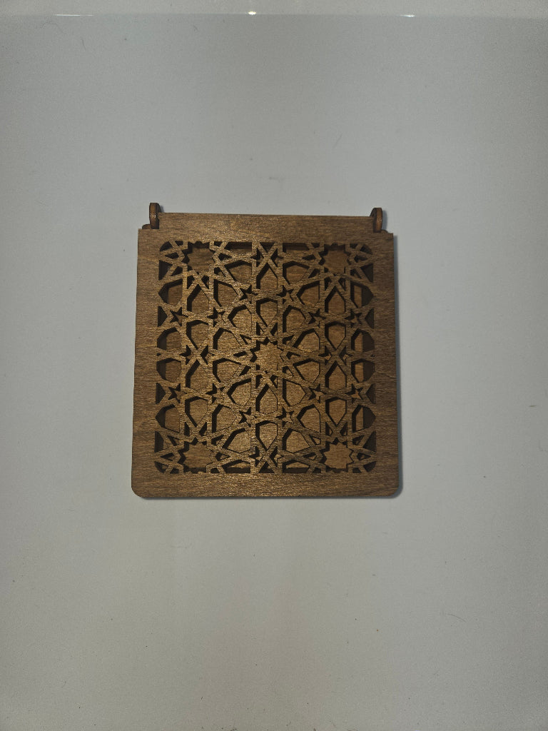 Precision laser-cut wooden Square Dark Walnut Stain jewelry or candy box