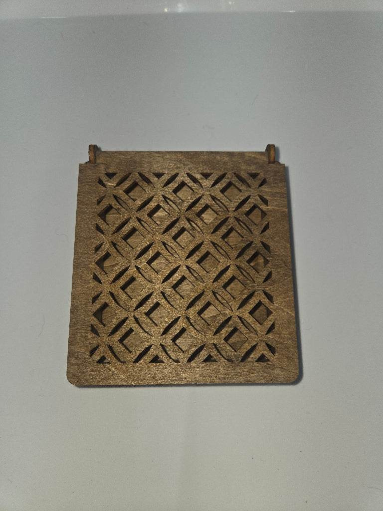Precision laser-cut wooden Square Dark Walnut Stain jewelry or candy box
