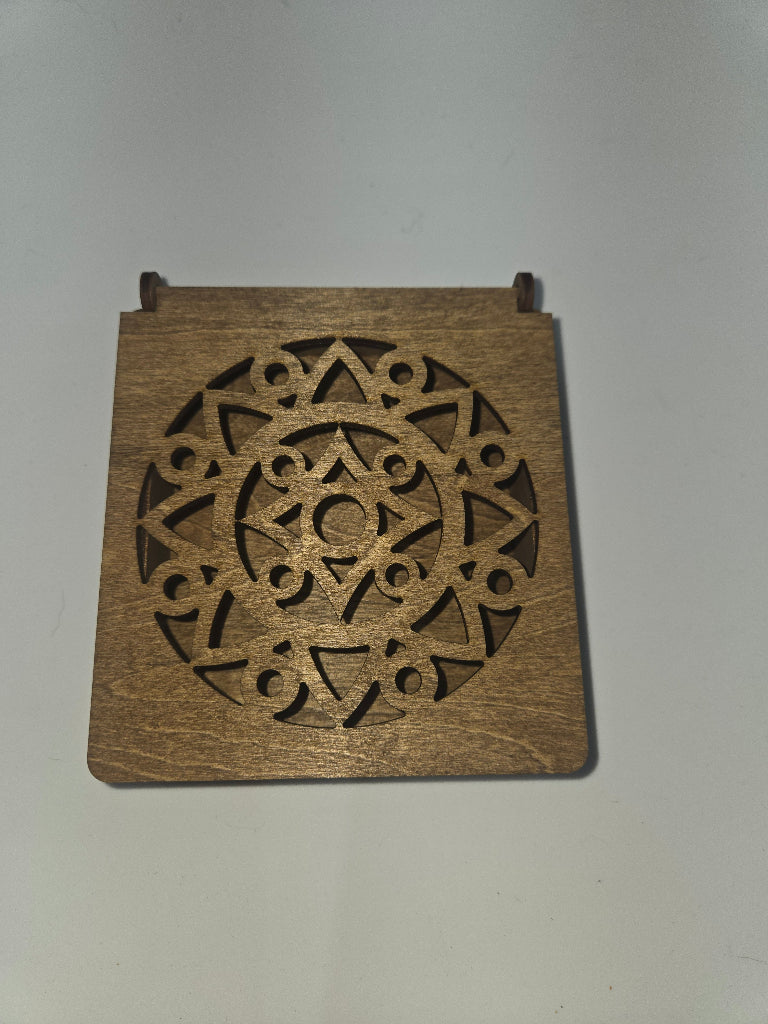 Precision laser-cut wooden Round Dark Walnut Stain jewelry or candy box