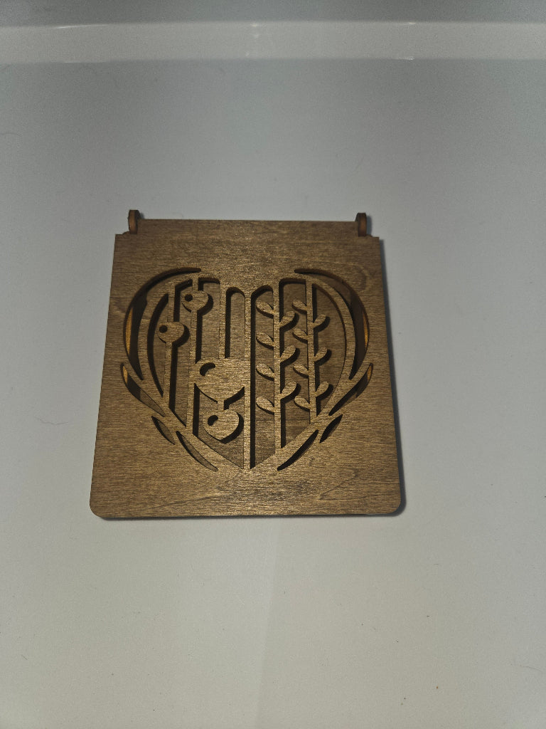 Precision laser-cut wooden Heart Dark Walnut Stain jewelry or candy box