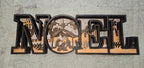 Decorative wooden 'NOEL' sign with Christmas nativity scene with 7-Layers
