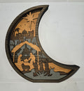 Wooden Nativity Christmas decoration 7-Layered scene cutout with a Moon Frame.

L x W x H = 10.5in x 1.5in x 11in