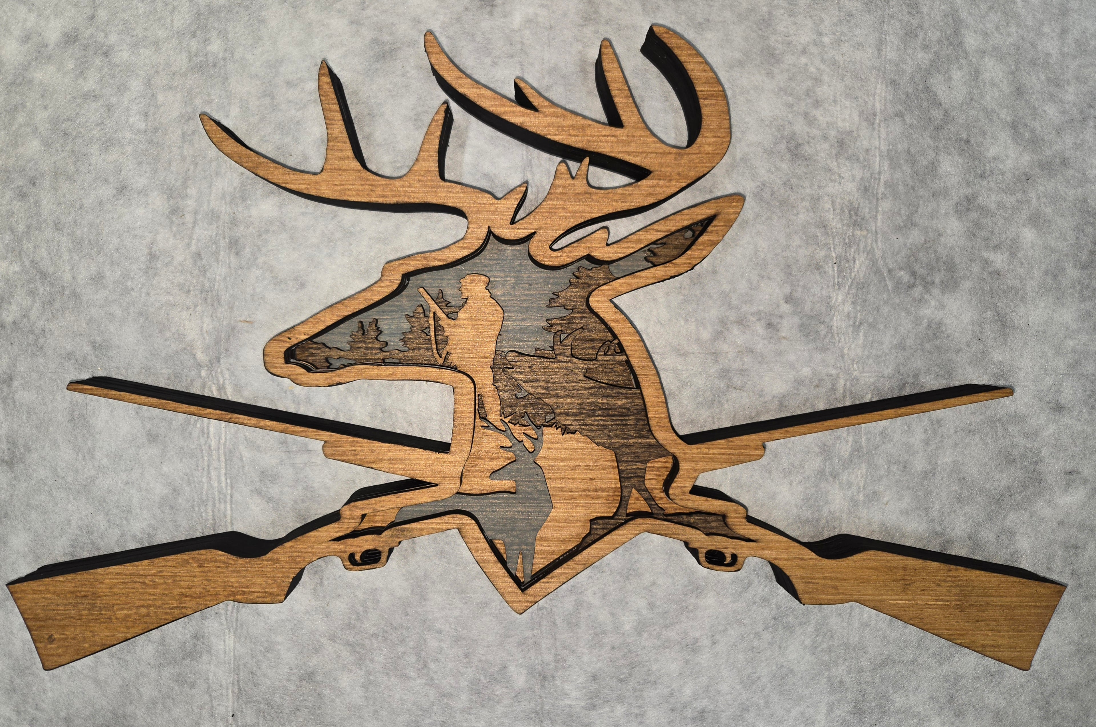 Layered Deer Double Rifle