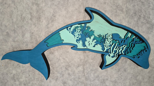 Layered Dolphin Ocean Scene