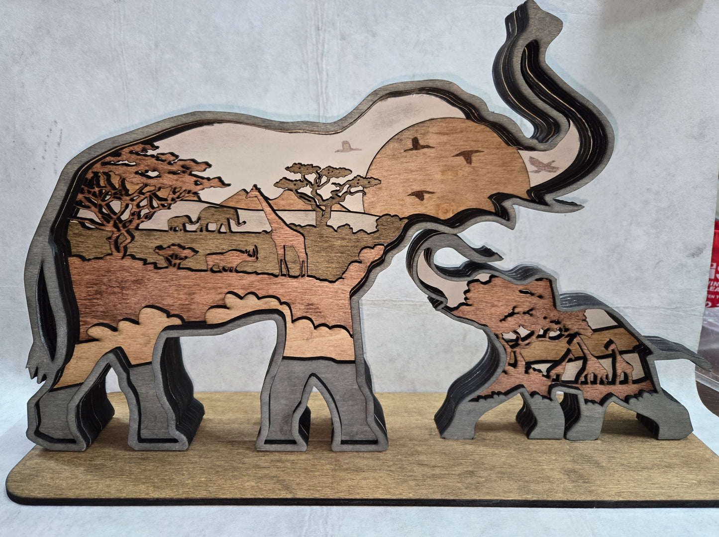 Layered Elephant Mom & Baby