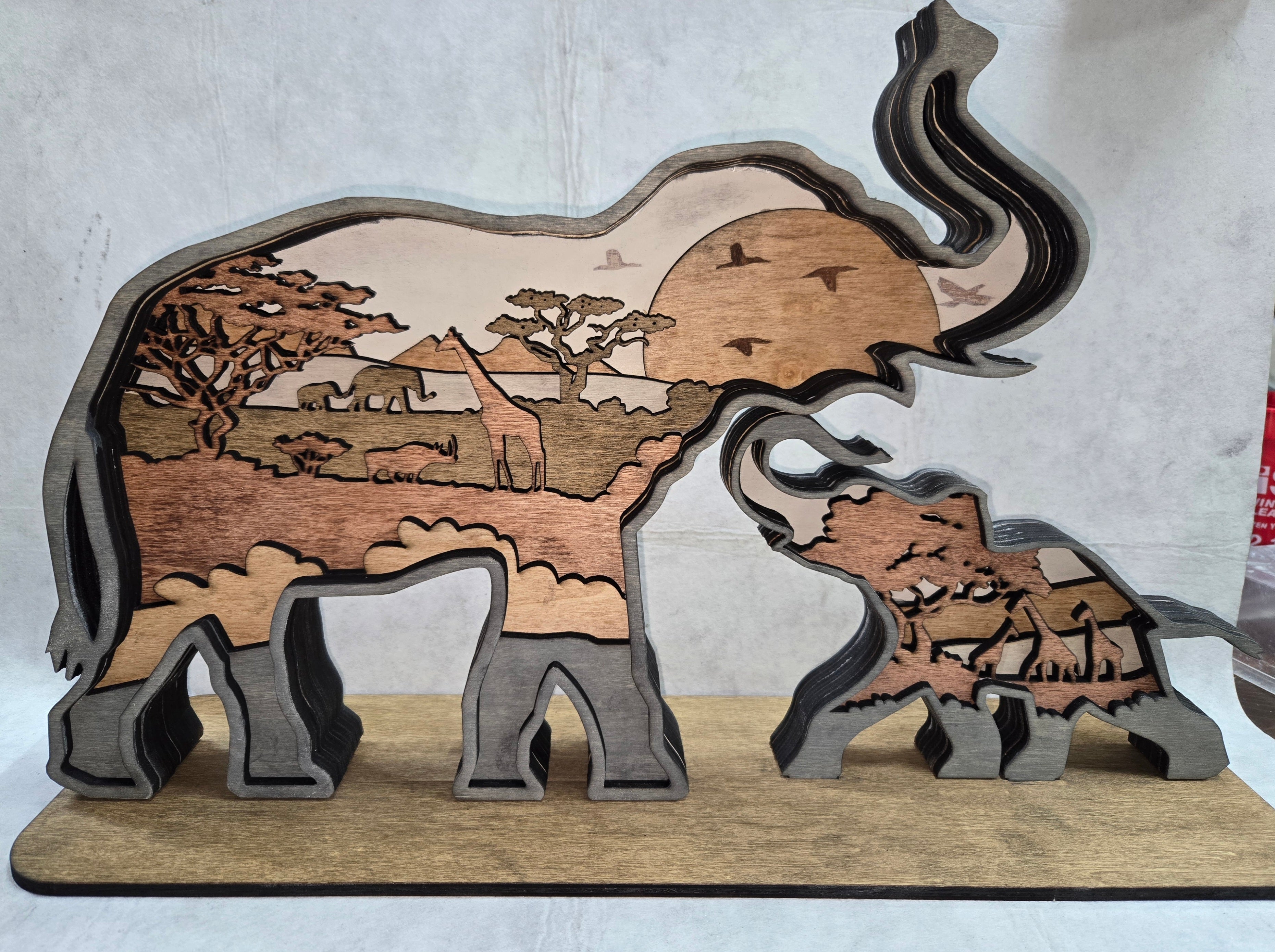 Layered Elephant Mom & Baby