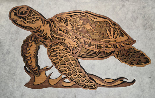 Layered Sea Turtle Ocean Scene