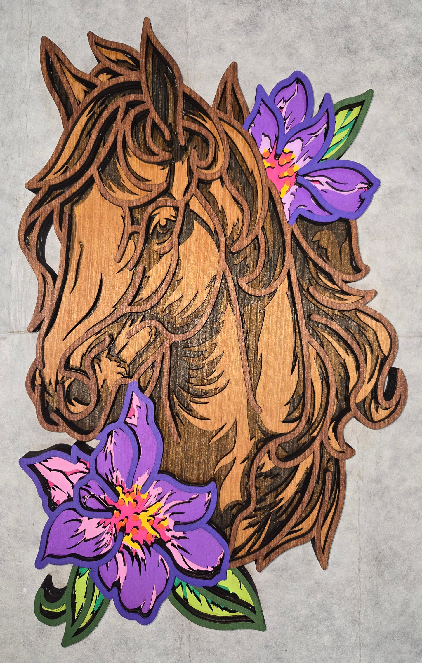 Layered Horse with Flowers