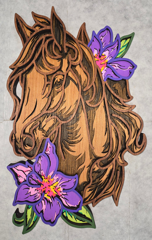 Layered Horse with Flowers