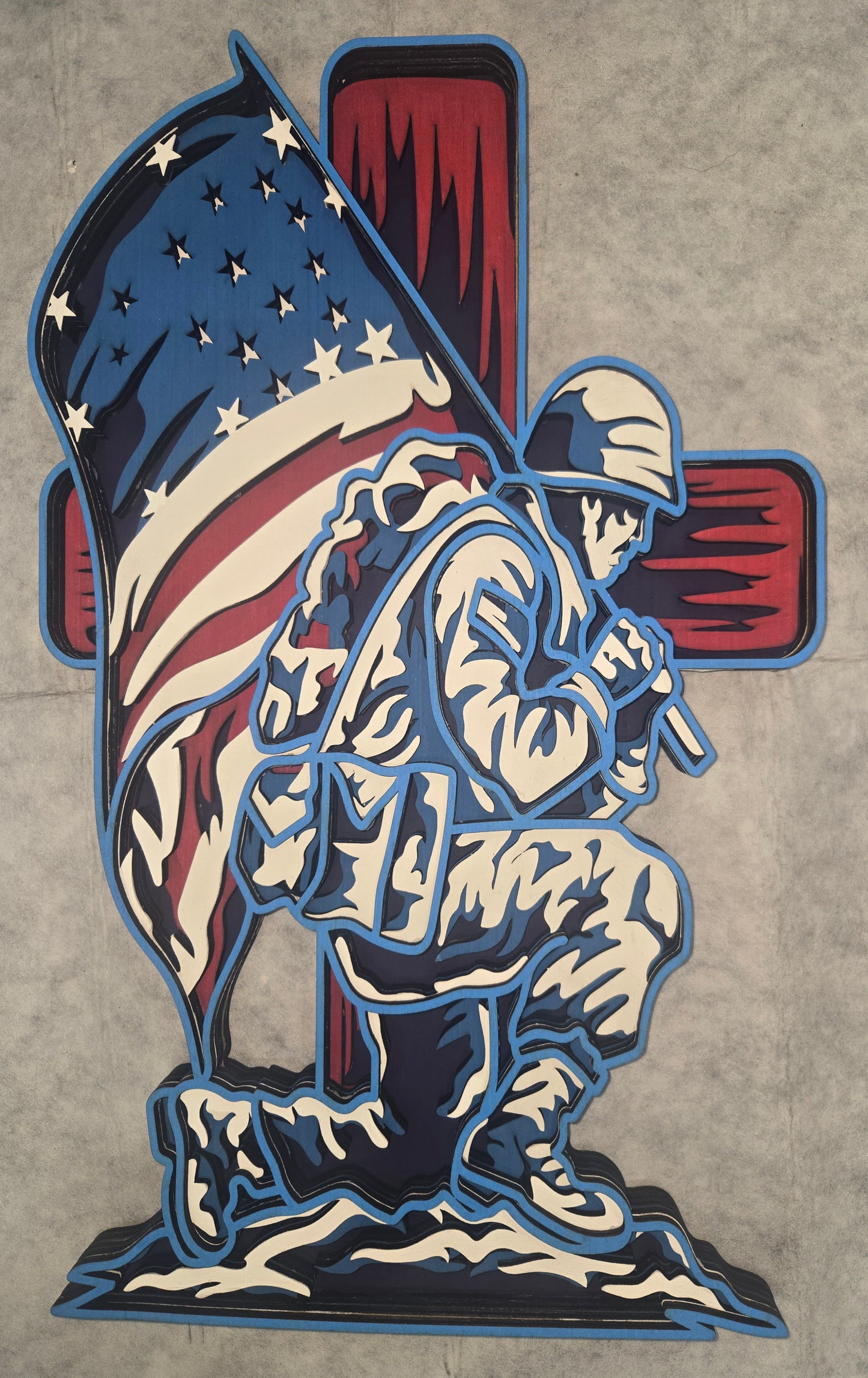 Layered Soldier with Flag