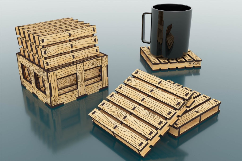 Wooden Pallet Coasters Set