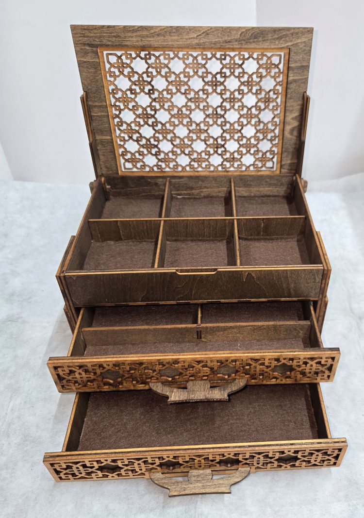 2 Drawer Jewelry Box -w- Lid