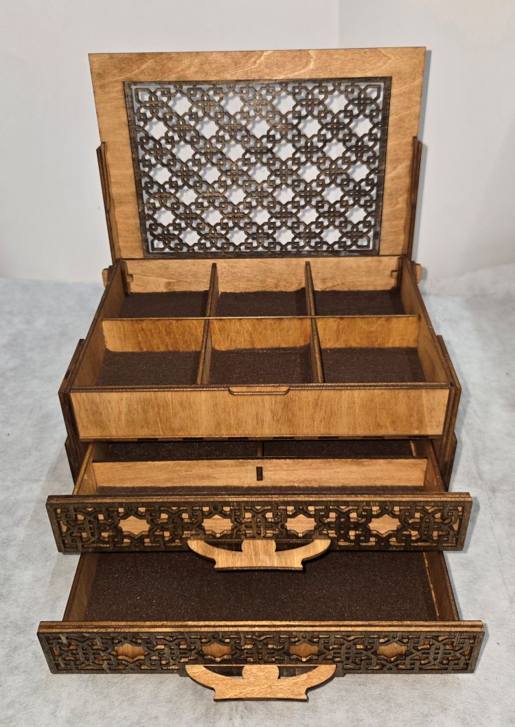 2 Drawer Jewelry Box -w- Lid