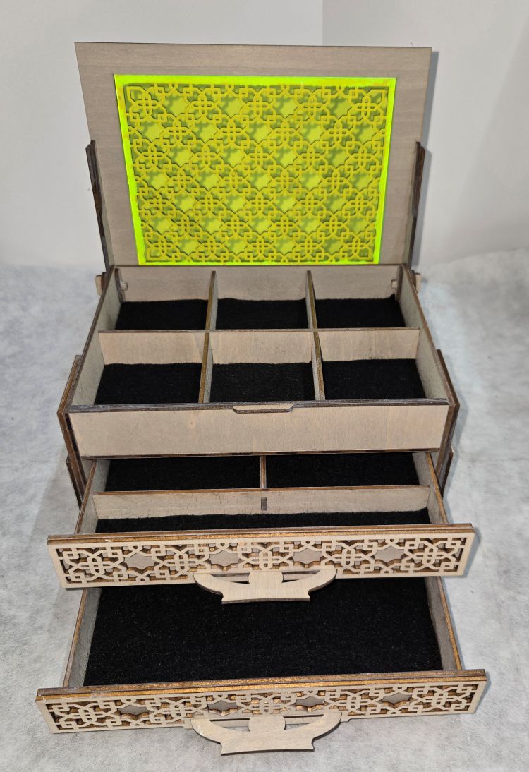 2 Drawer Jewelry Box -w- Lid