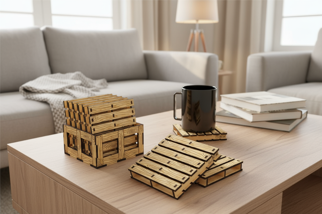 Wooden Pallet Coasters Set